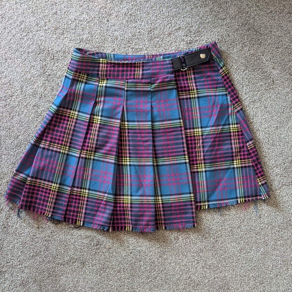 Current Mood Multicolor Plaid Mini Skirt